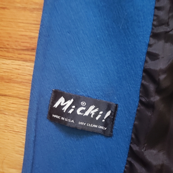 Micki! Vintage USA sz 10 blue Double-Breasted long womens wool coat - Picture 14 of 16